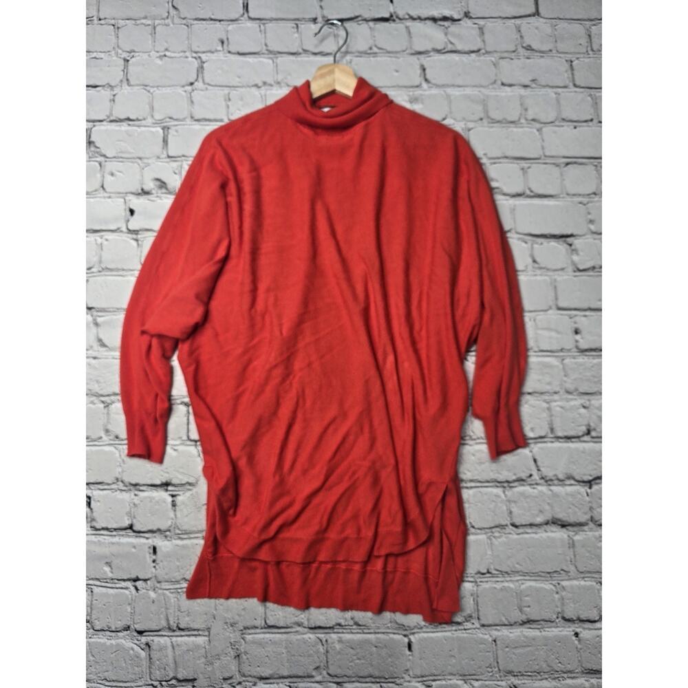 Hilary Radley for Katherine Barclay Red Turtleneck Tunic Knit Sweater Size Large
